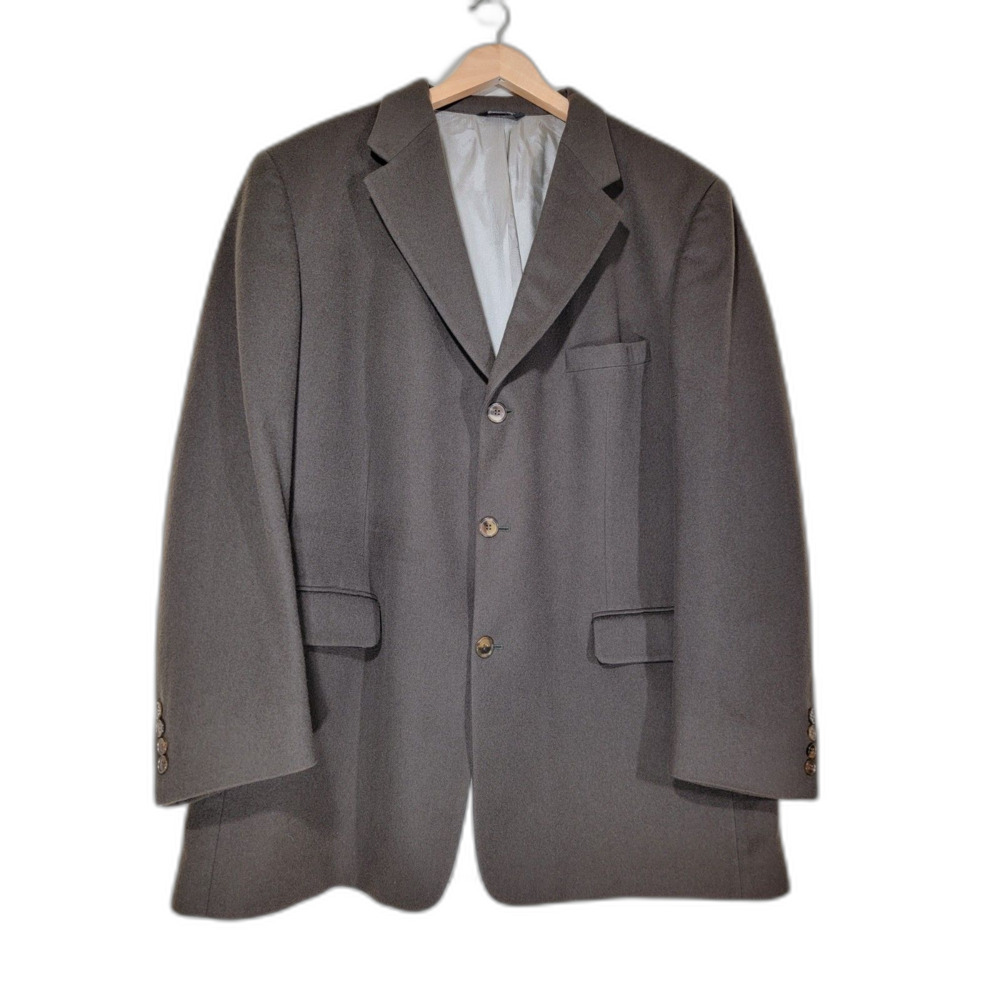 Bill Blass 100% Cashmere Brown Sport Coat Suit Jacket Blazer - 48L